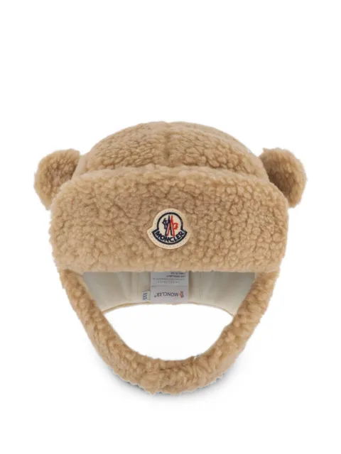 Moncler Enfant fleece-texture bear-ear trapper hat
