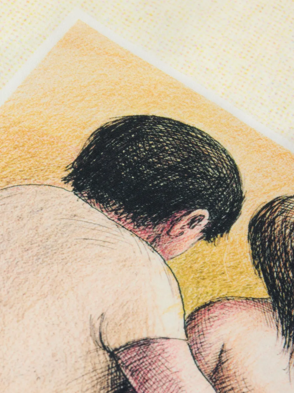 LEMAIRE x Roland Topor Les Amoureux zijden sjaal Beige