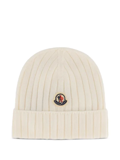 Moncler Enfant logo-patch ribbed-knit beanie hat