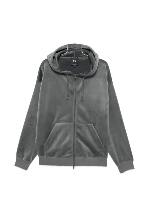 Y-3 velvet drawstring-hood jacket