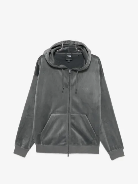 Y-3 velvet drawstring-hood jacket 