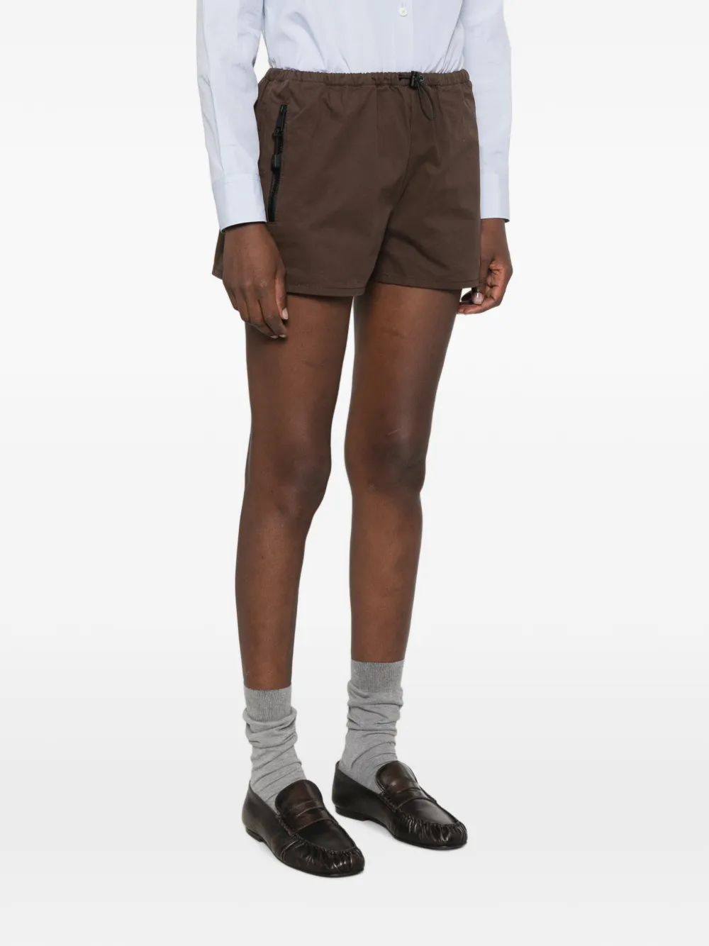 Miu Gabardine shorts met wassing Bruin