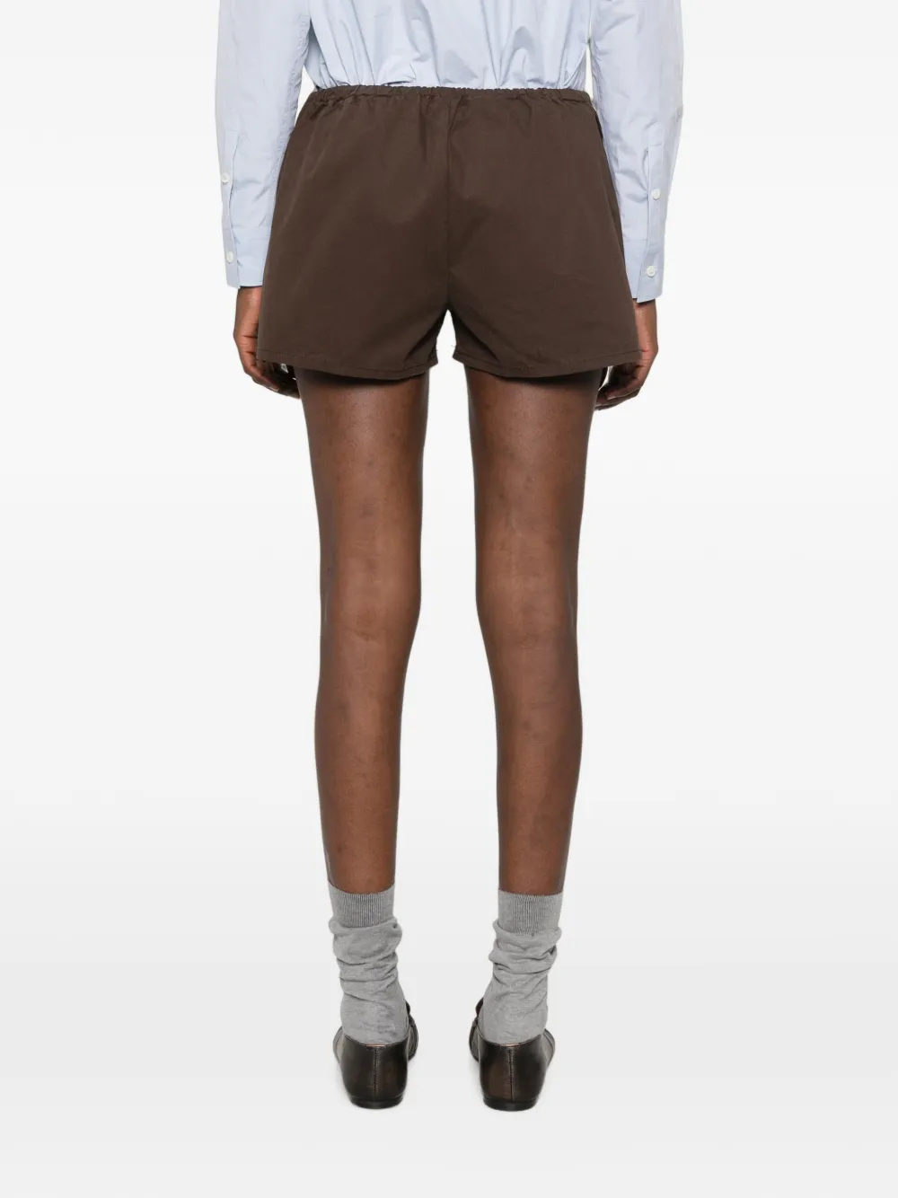 Miu Gabardine shorts met wassing Bruin