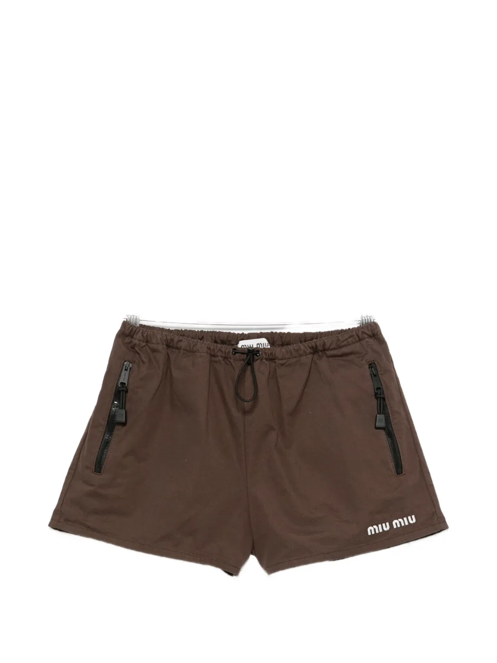 Miu Miu logo-print shorts - Marrone