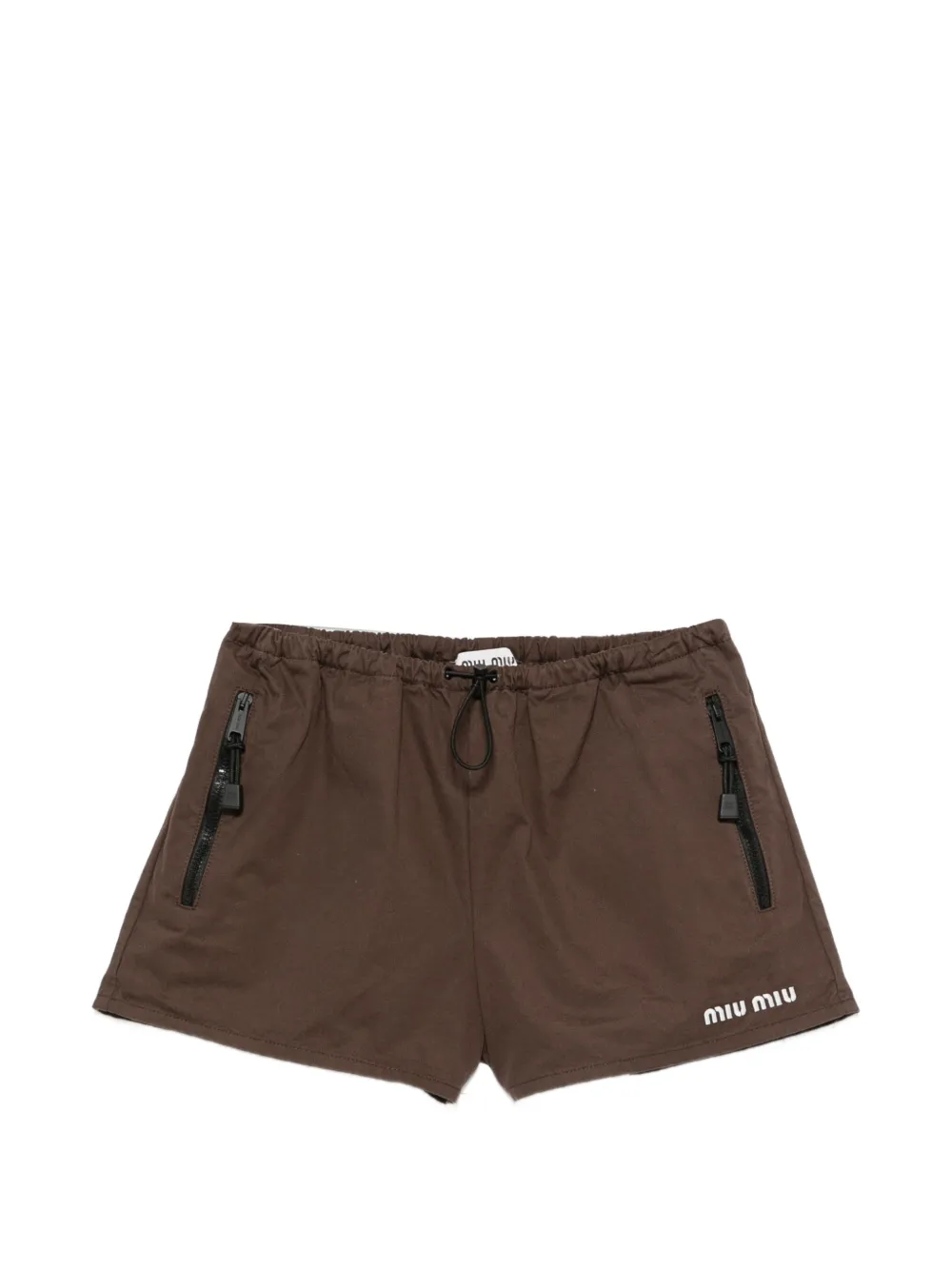 Miu Miu logo-print shorts - Marrone