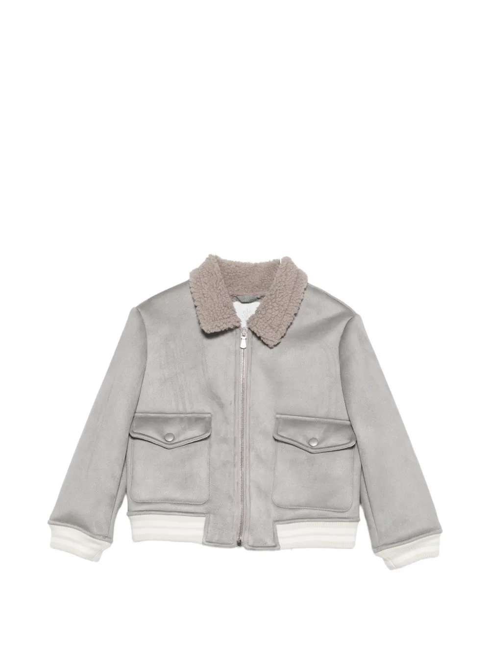 Eleventy Kids shearling-collar zip-up jacket - Grigio