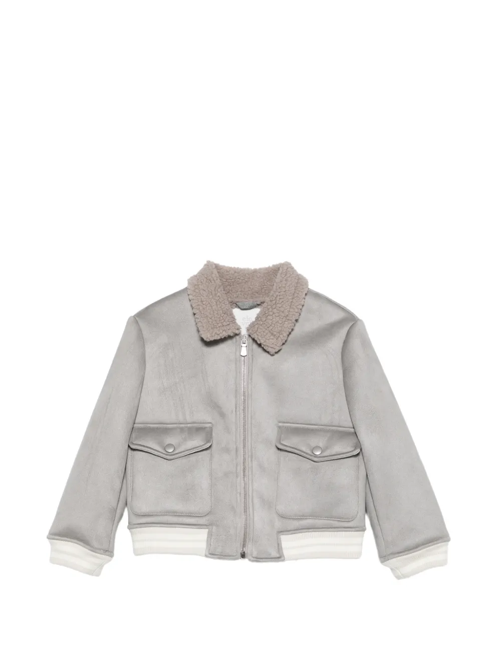 Eleventy Kids shearling-collar zip-up jacket - Grau