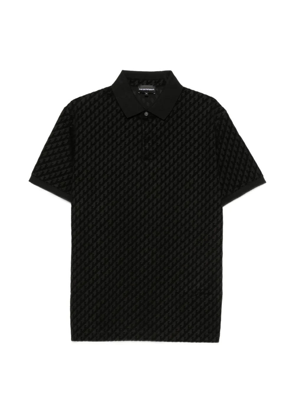 Emporio Armani monogram-pattern short-sleeve polo shirt - Nero