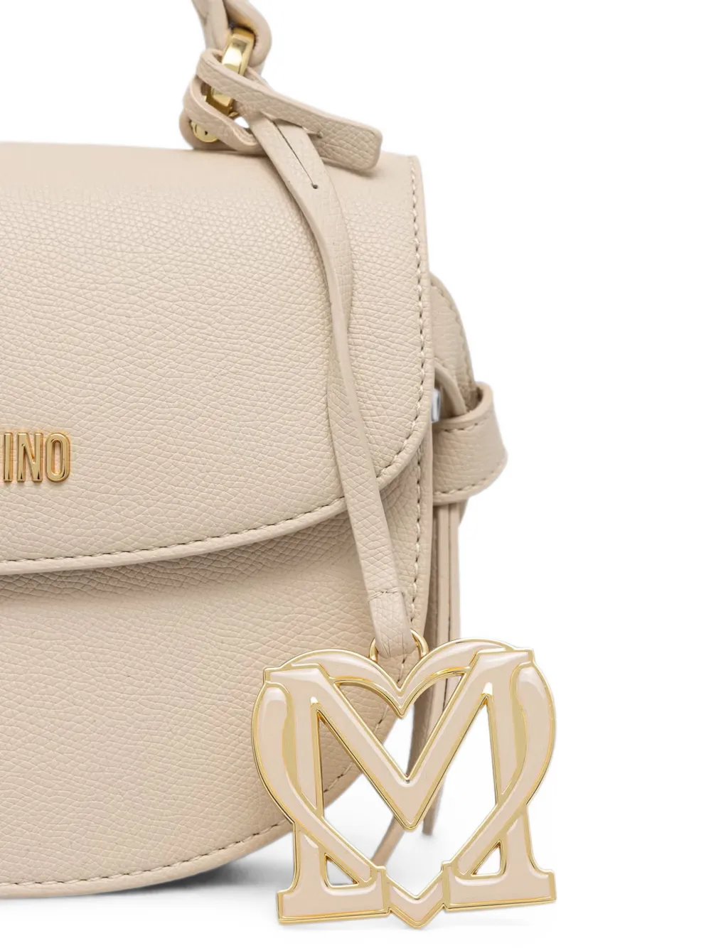 Love Moschino Shopper met hartbedel en logoplakkaat Beige