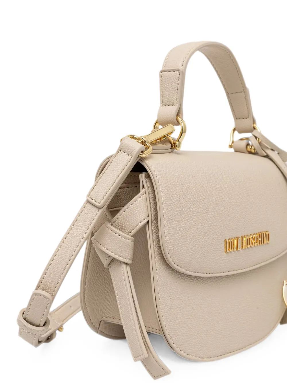 Love Moschino Shopper met hartbedel en logoplakkaat Beige