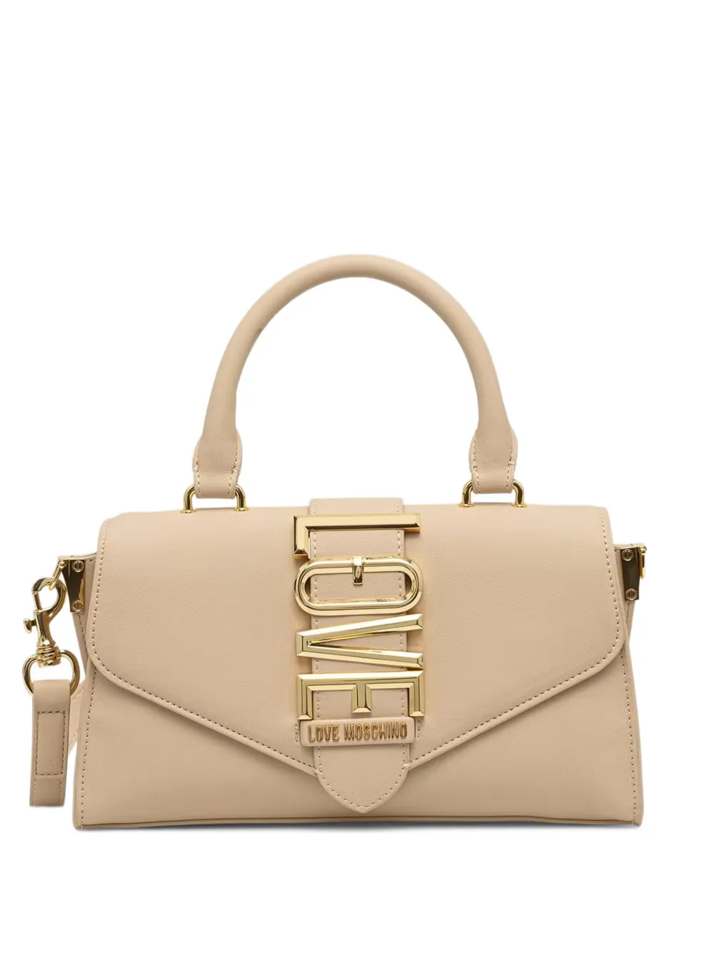 Love Moschino logo-plaque top-handle bag - Nude