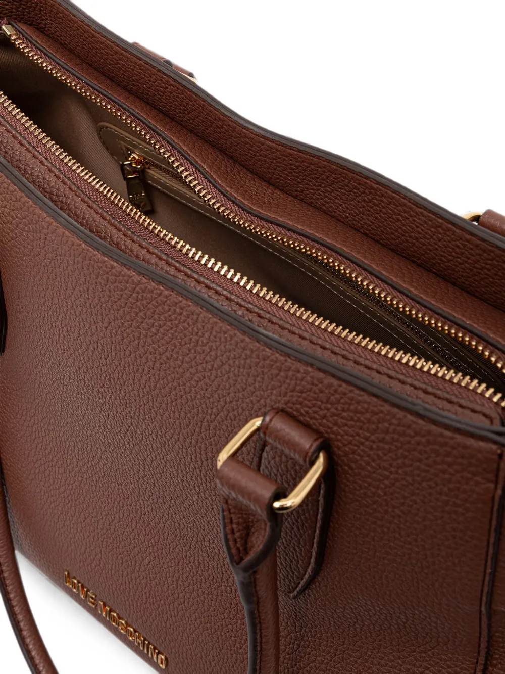 Love Moschino Shopper met gespdetail en logo Bruin