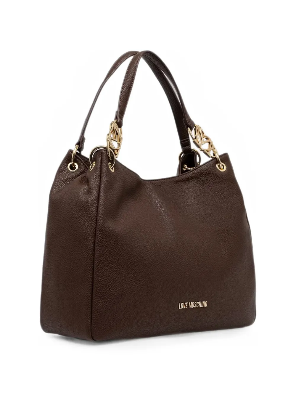 Love Moschino Shopper met logo-plakkaat en textuur Bruin