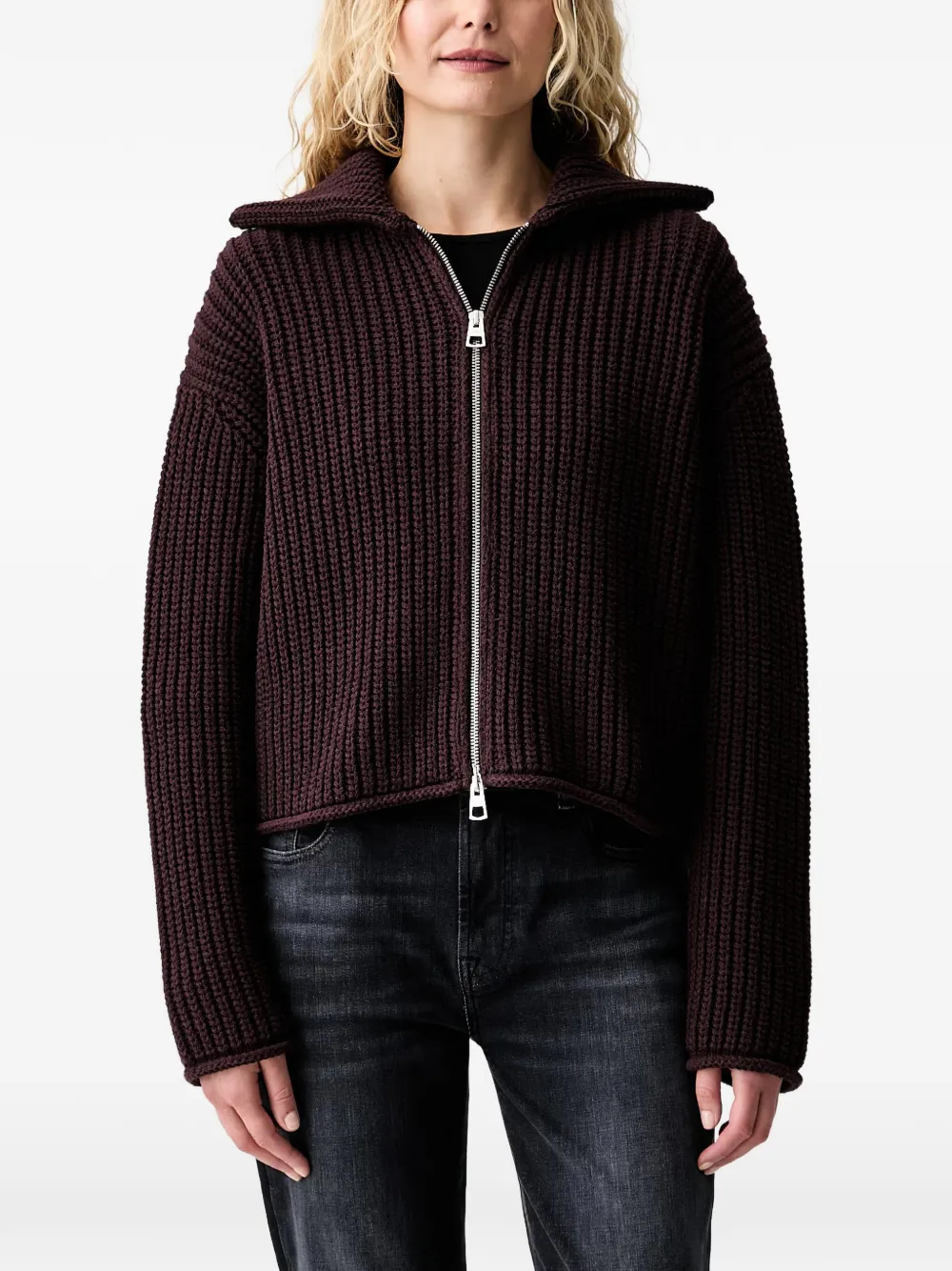 Marc O'Polo zip-up ribbed cardigan - Rosso