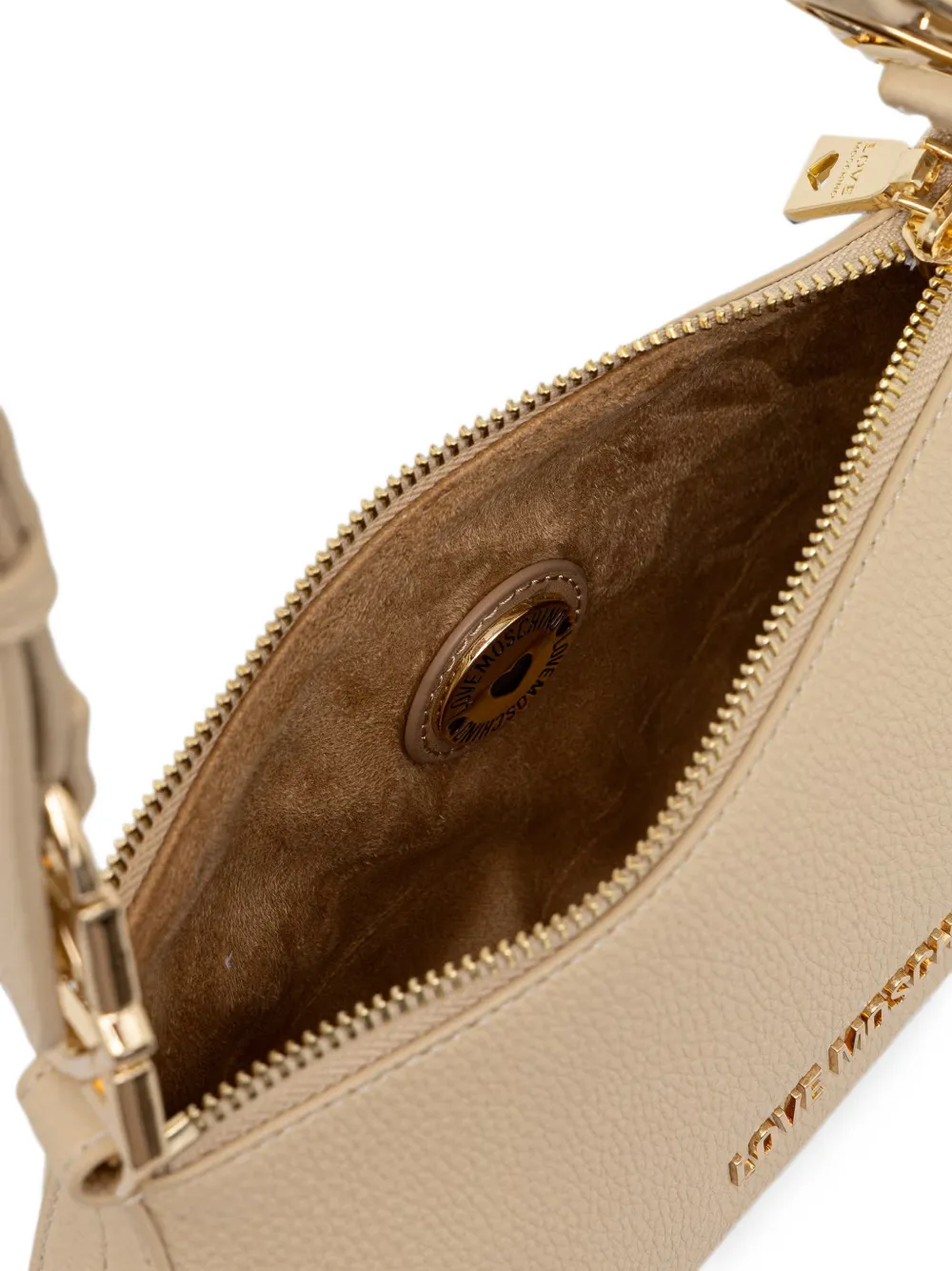 Love Moschino Bewerkte schoudertas met logoplakkaat Beige