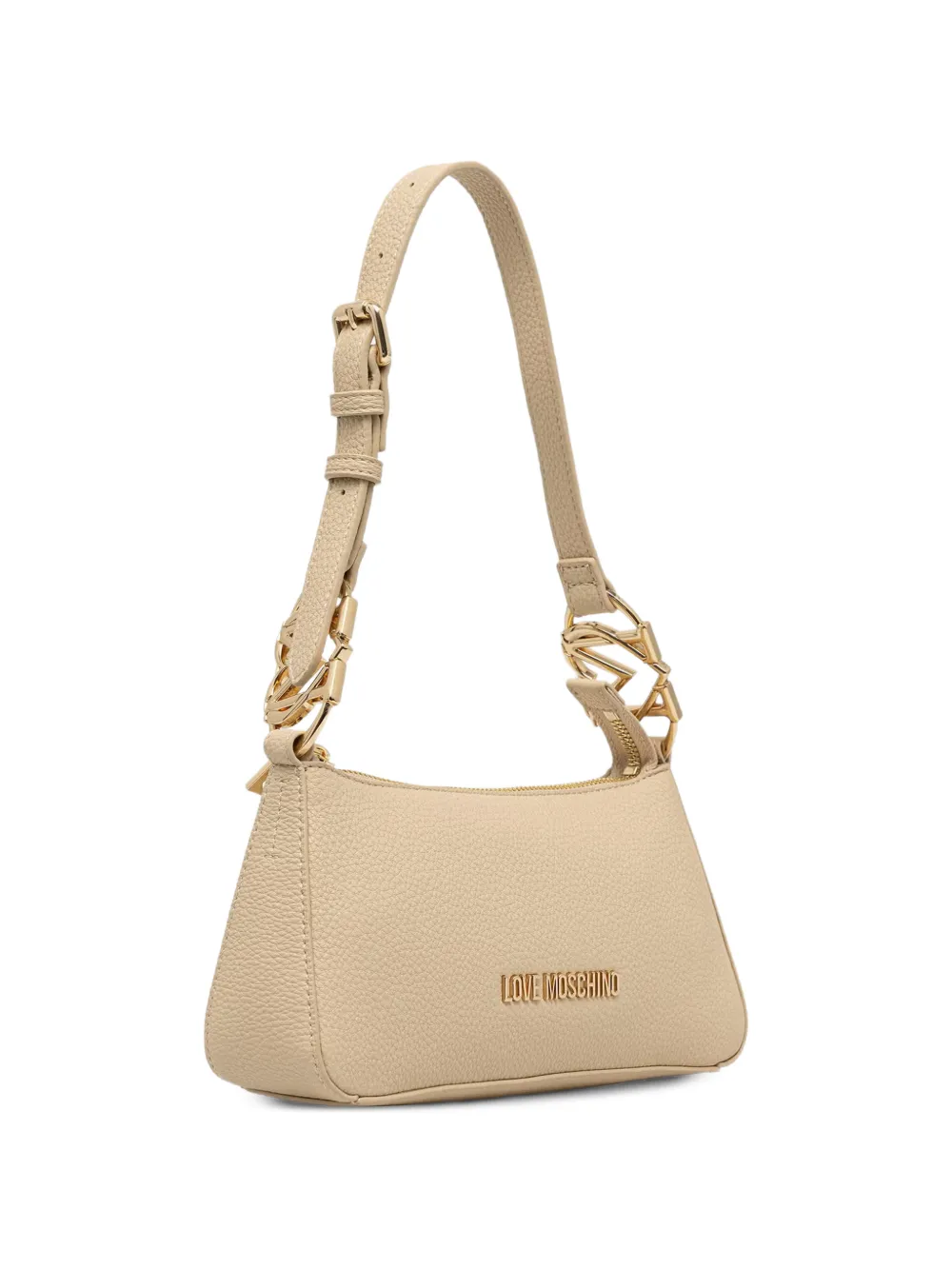 Love Moschino Bewerkte schoudertas met logoplakkaat Beige