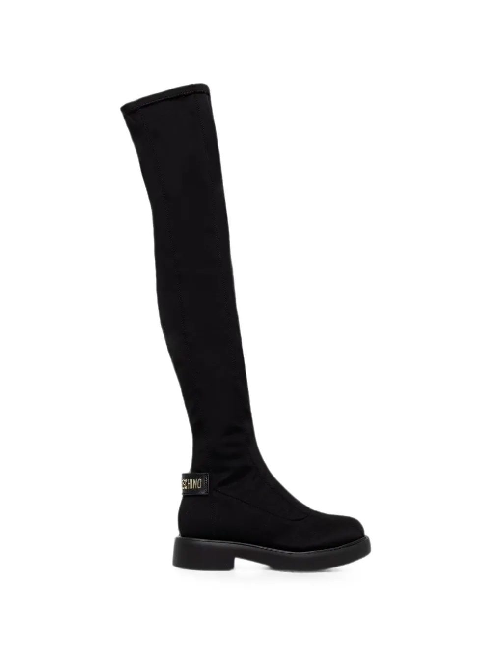 Love Moschino logo-plaque over-the-knee boots Zwart