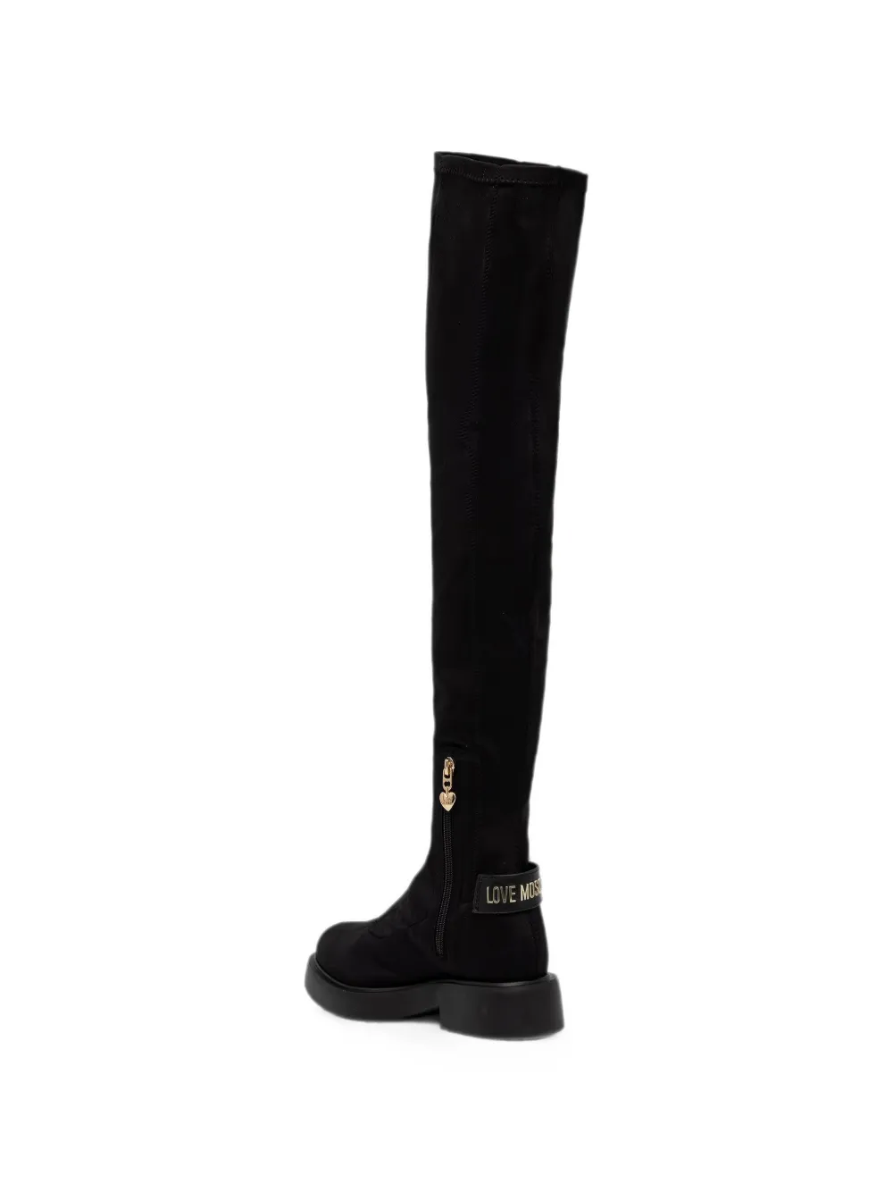 Love Moschino logo-plaque over-the-knee boots Zwart