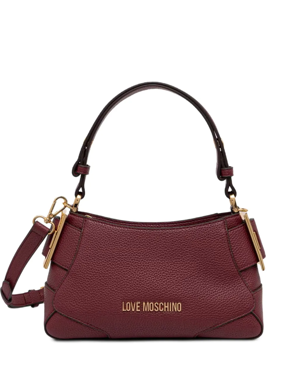 Love Moschino logo-plaque pebbled-effect shoulder bag - Rot