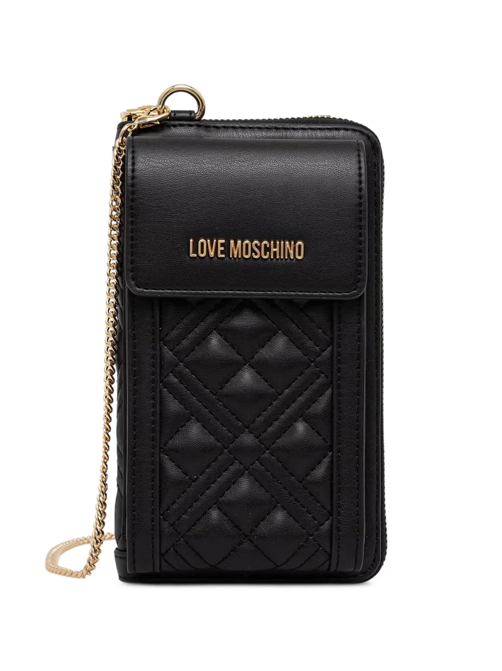 Love Moschino quilted logo-plaque wallet - Schwarz