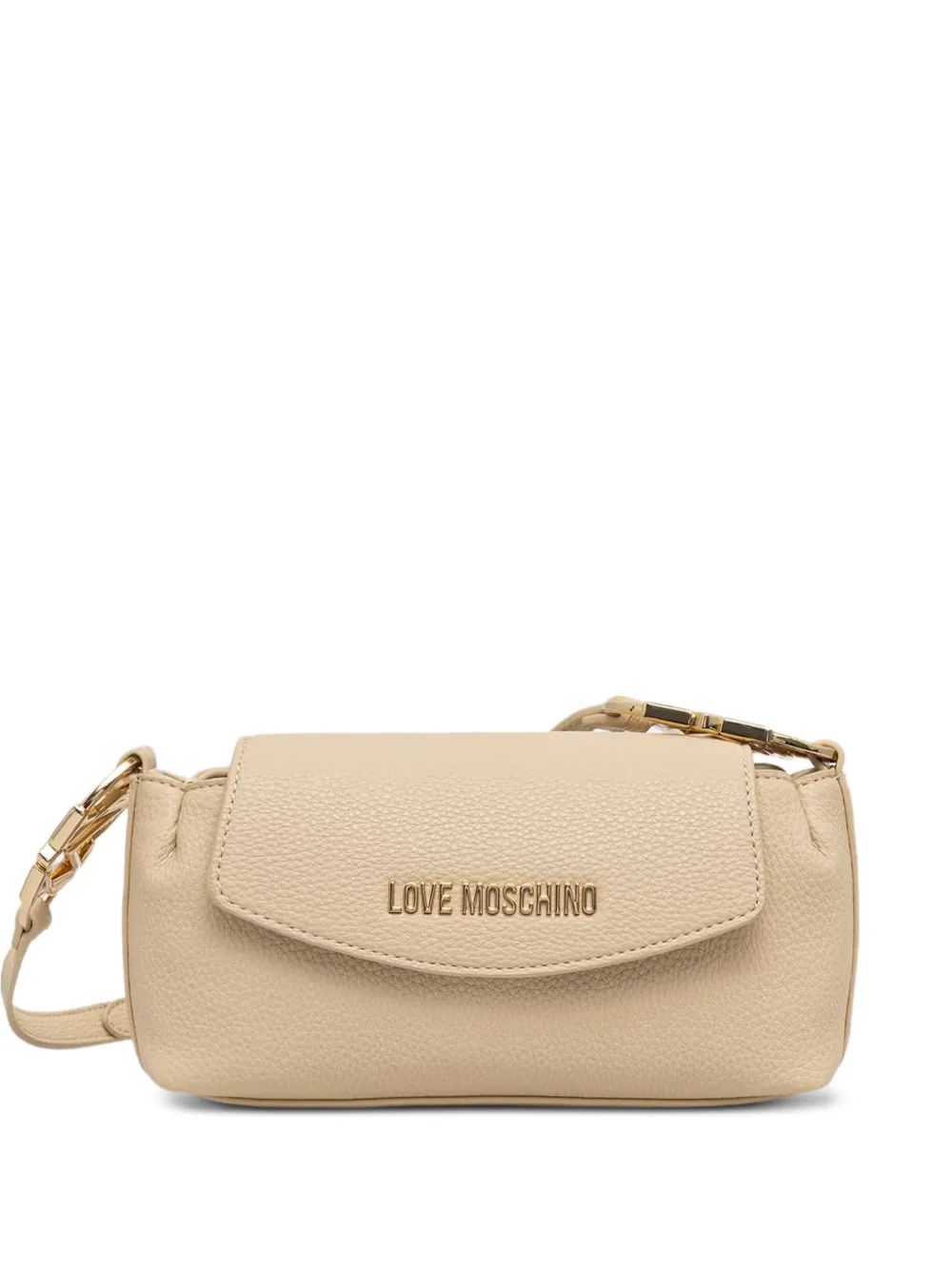 Love Moschino logo-plaque pebbled cross body bag - Nude