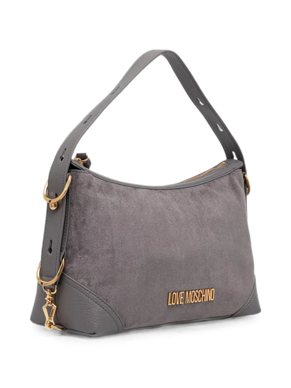 Love Moschino Suède schoudertas met logoplakkaat Grijs