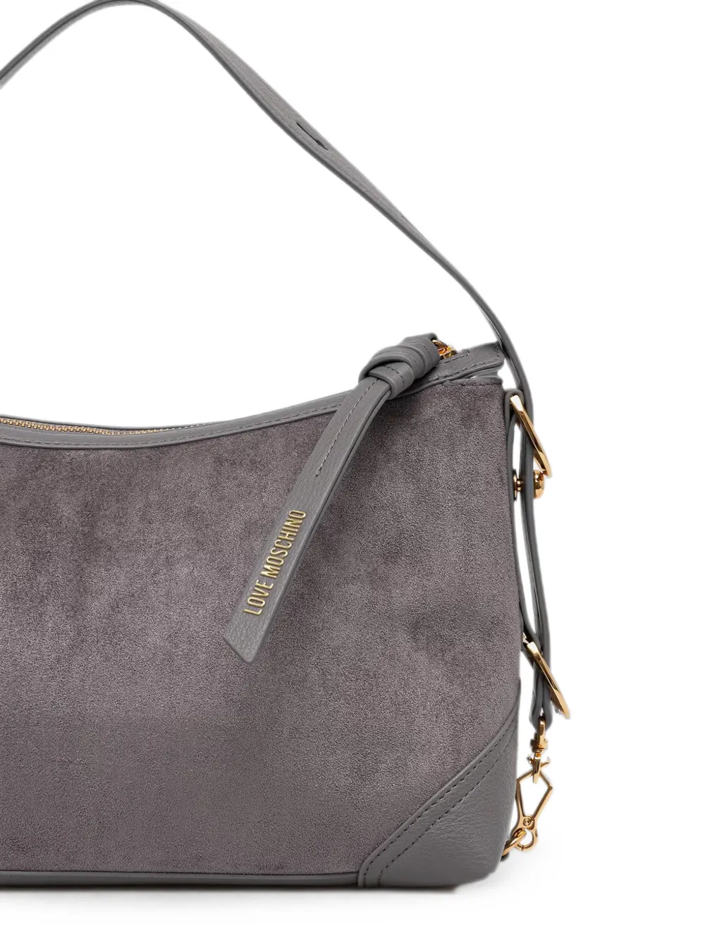 Love Moschino Suède schoudertas met logoplakkaat Grijs