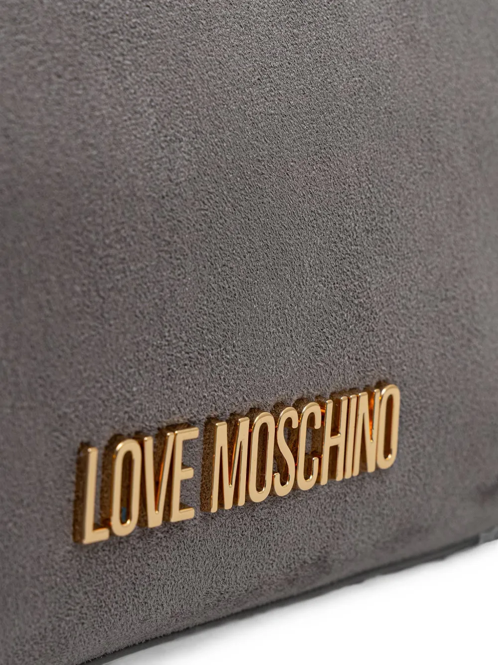 Love Moschino Suède schoudertas met logoplakkaat Grijs