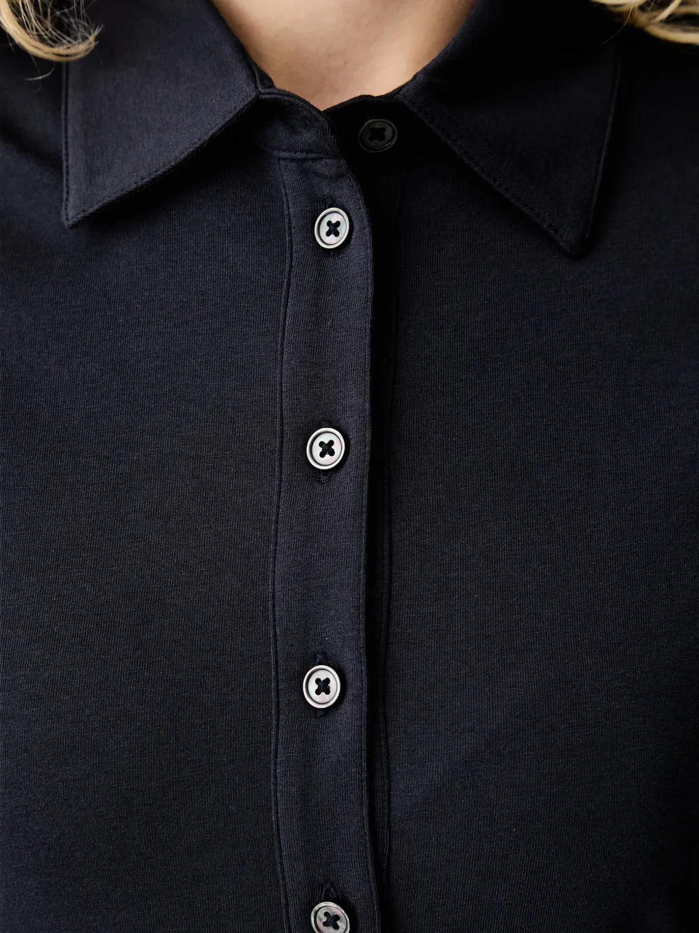 Marc O'Polo Midi-jurk met knoopsluiting en lange mouwen Blauw