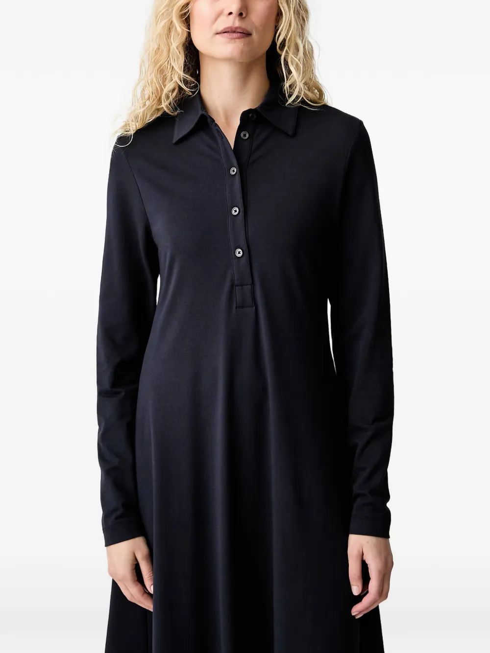 Marc O'Polo long-sleeve button-fastening midi dress - Blu