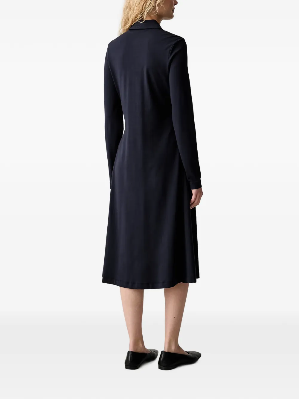 Marc O'Polo Midi-jurk met knoopsluiting en lange mouwen Blauw