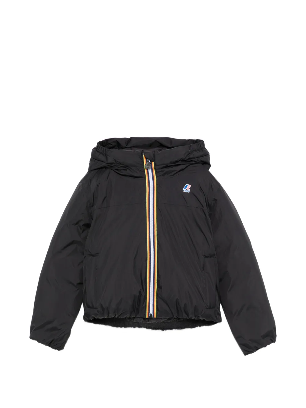 K Way Kids logo-patch hooded jacket - Nero