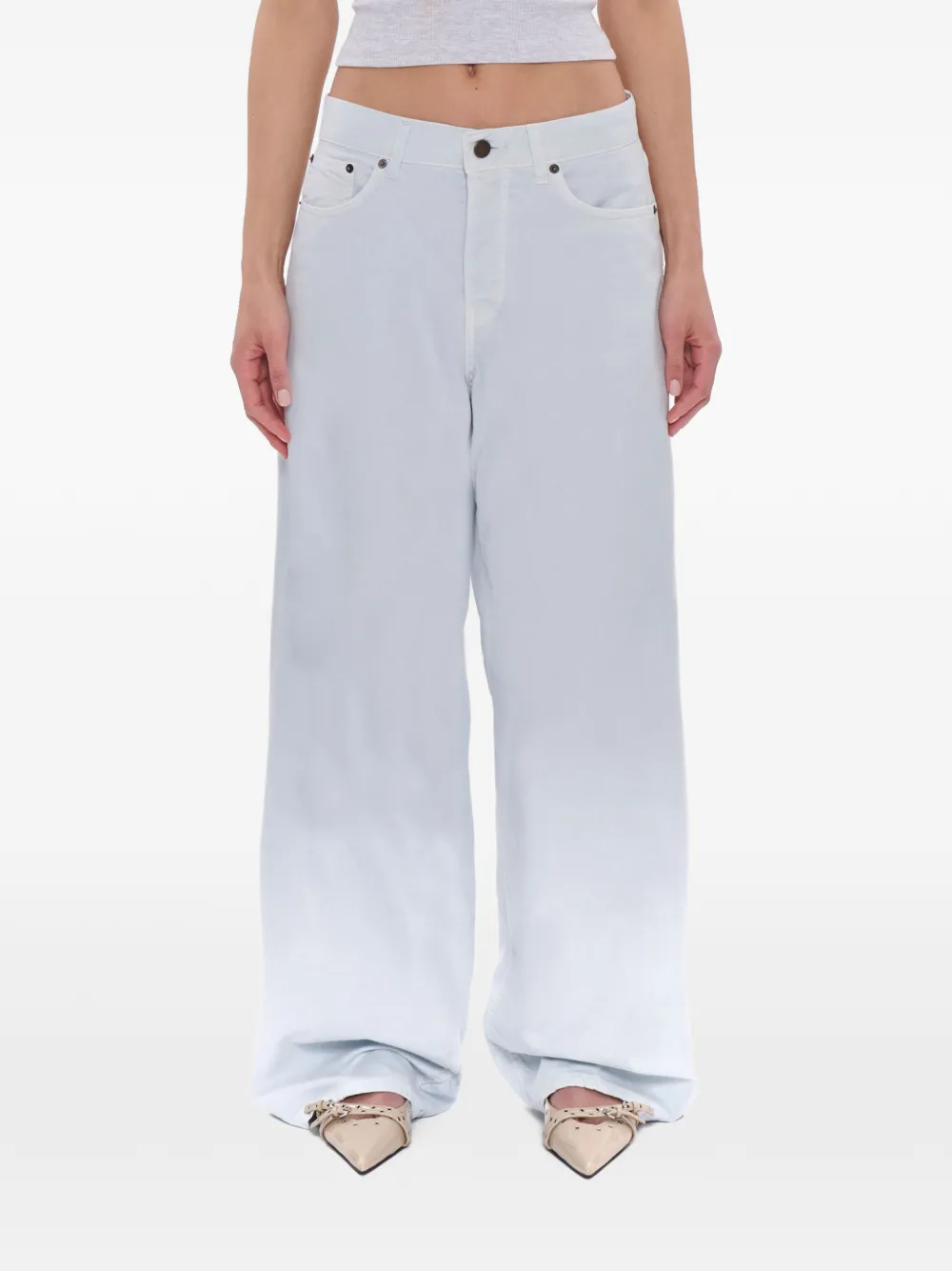 Haikure Wide-Leg-Jeans mit Logo-Patch - Blau