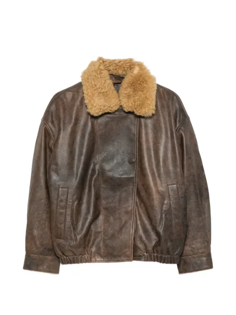 R13 shearling-collar leather jacket