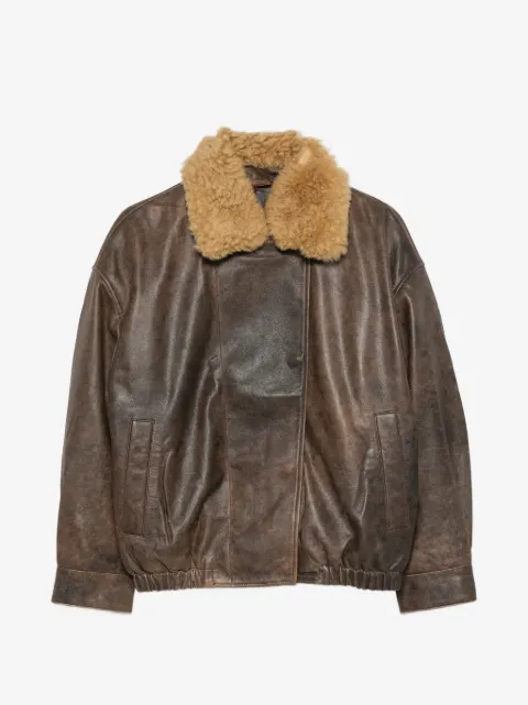 R13 shearling-collar leather jacket