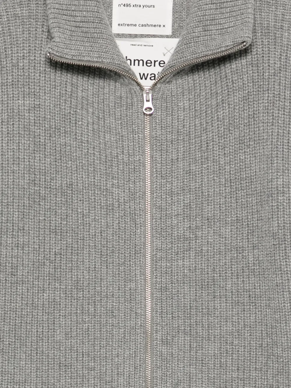extreme cashmere Xtra Yours ribgebreid vest met rits Grijs