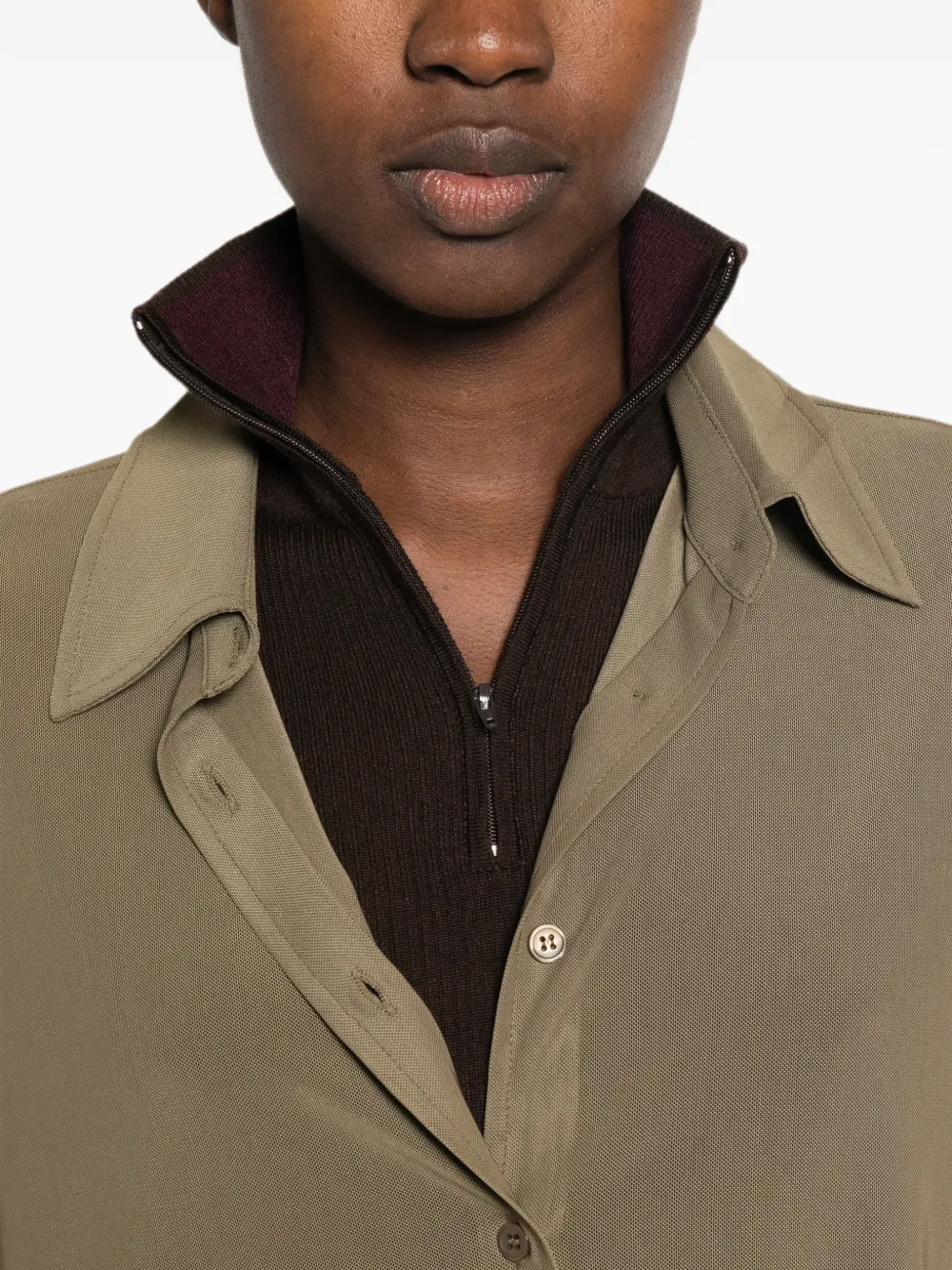The Frankie Shop Peri doorzichtige blouse met lange mouwen Groen