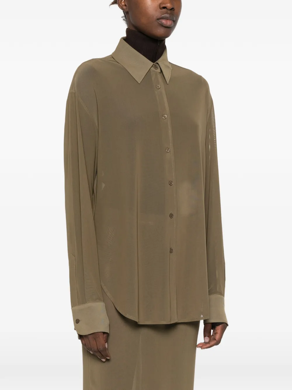 The Frankie Shop Peri doorzichtige blouse met lange mouwen Groen