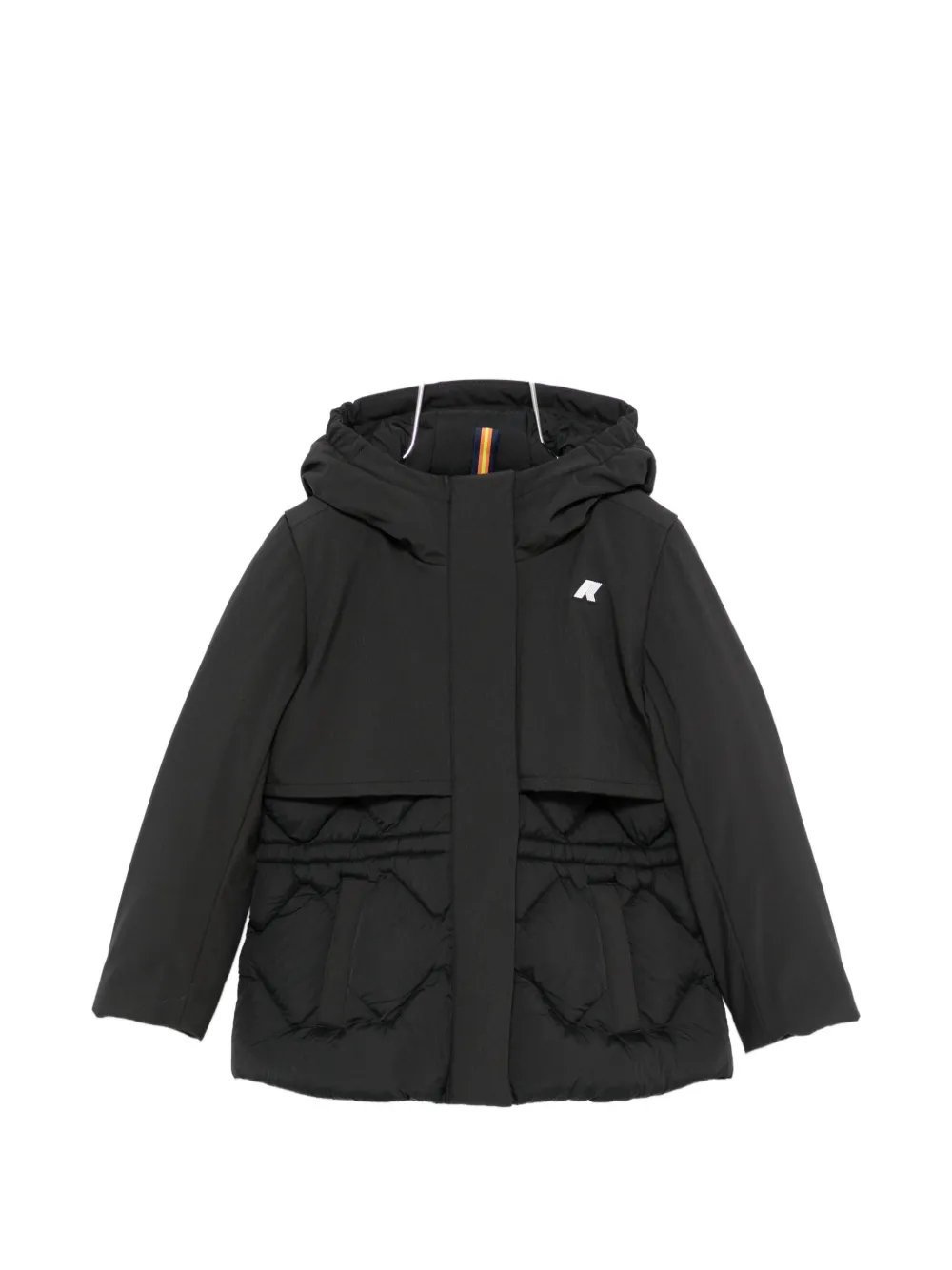 K Way Kids quilted hooded coat - Nero