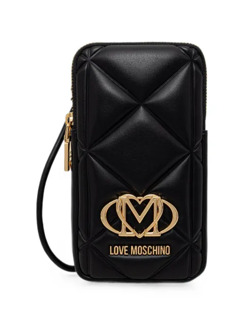 Love Moschino quilted logo-plaque phone bag
