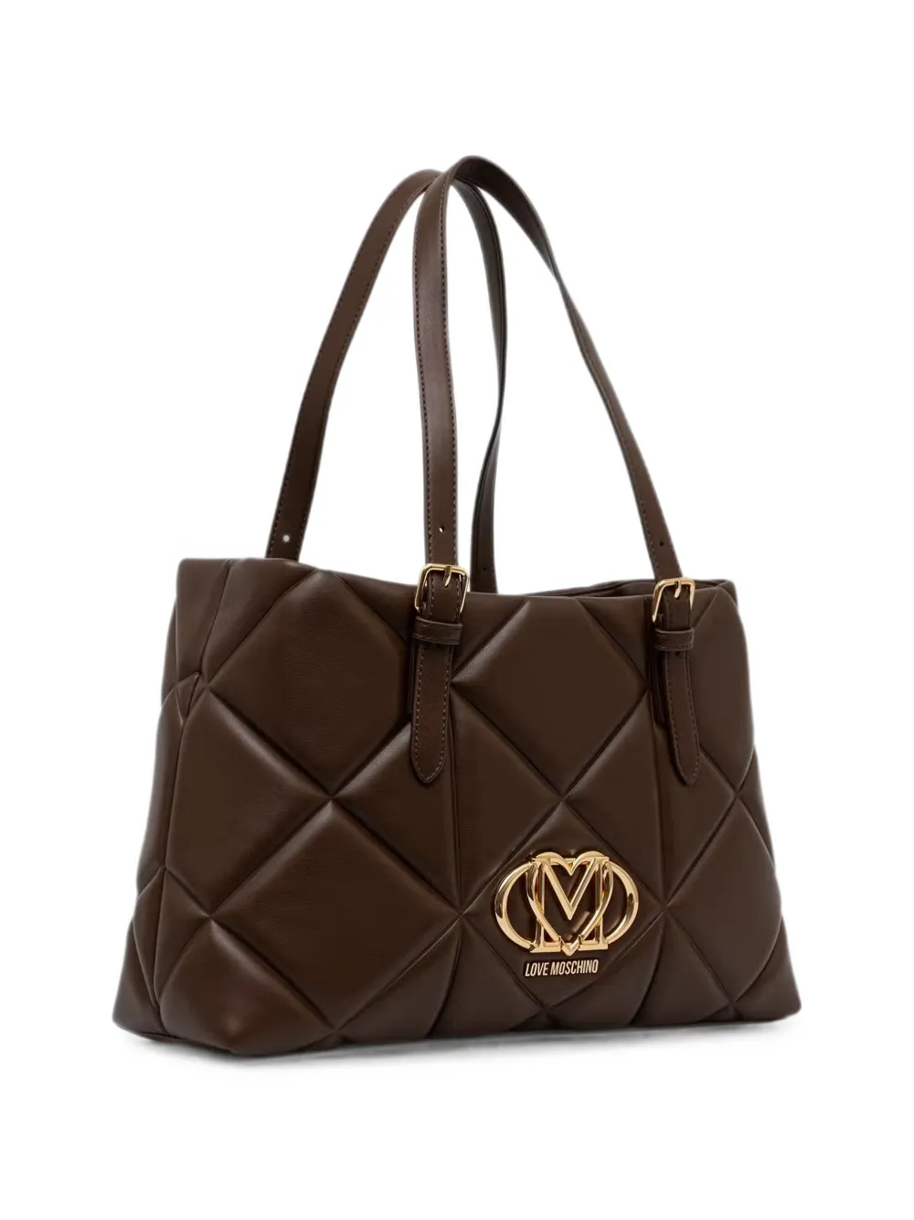 Love Moschino Shopper met logoplakkaat Bruin