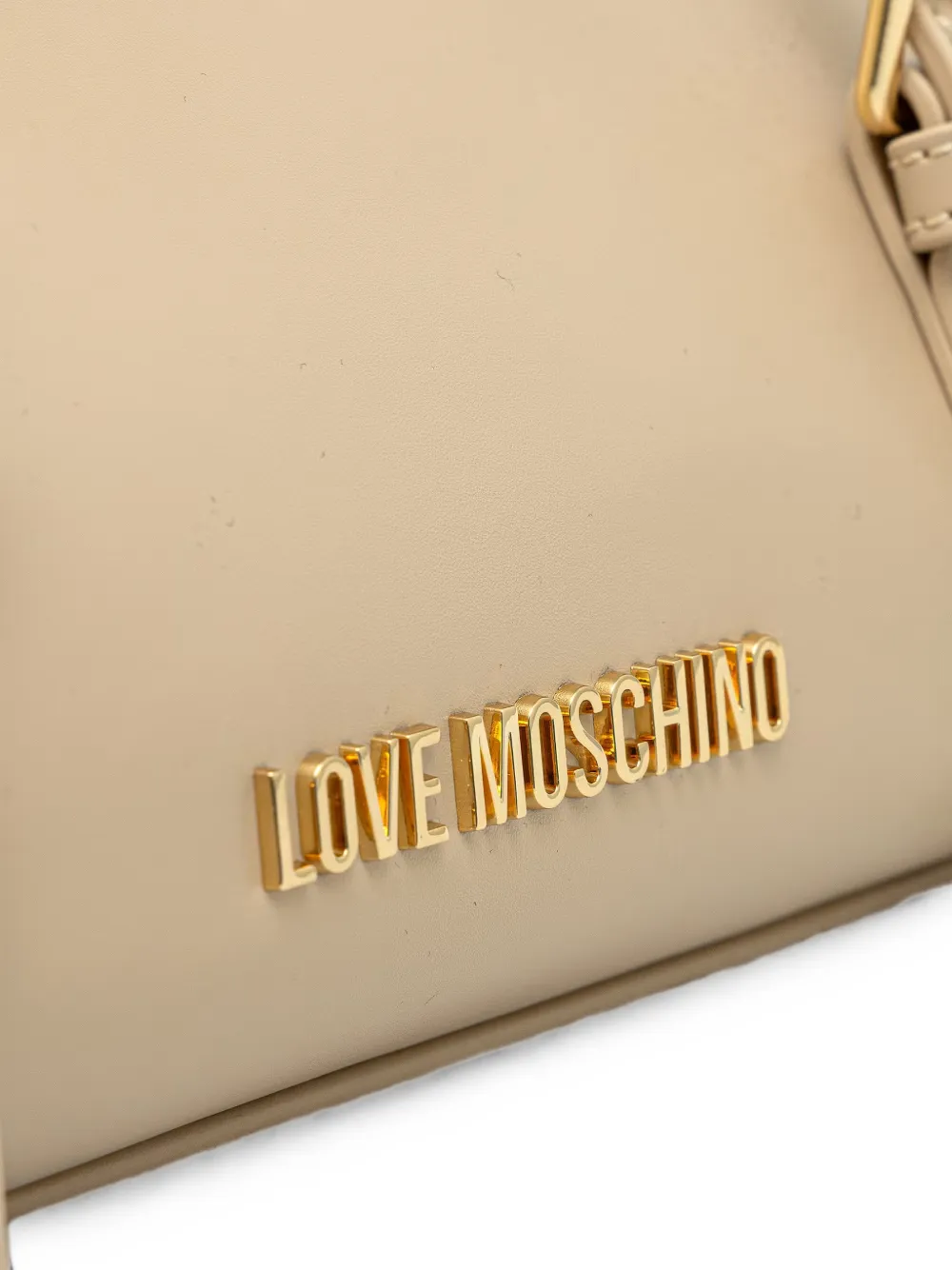 Love Moschino Schoudertas met gespdetail en logoplakkaat Beige