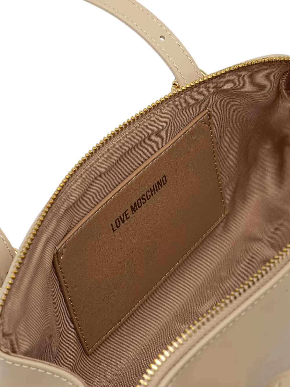 Love Moschino Schoudertas met gespdetail en logoplakkaat Beige