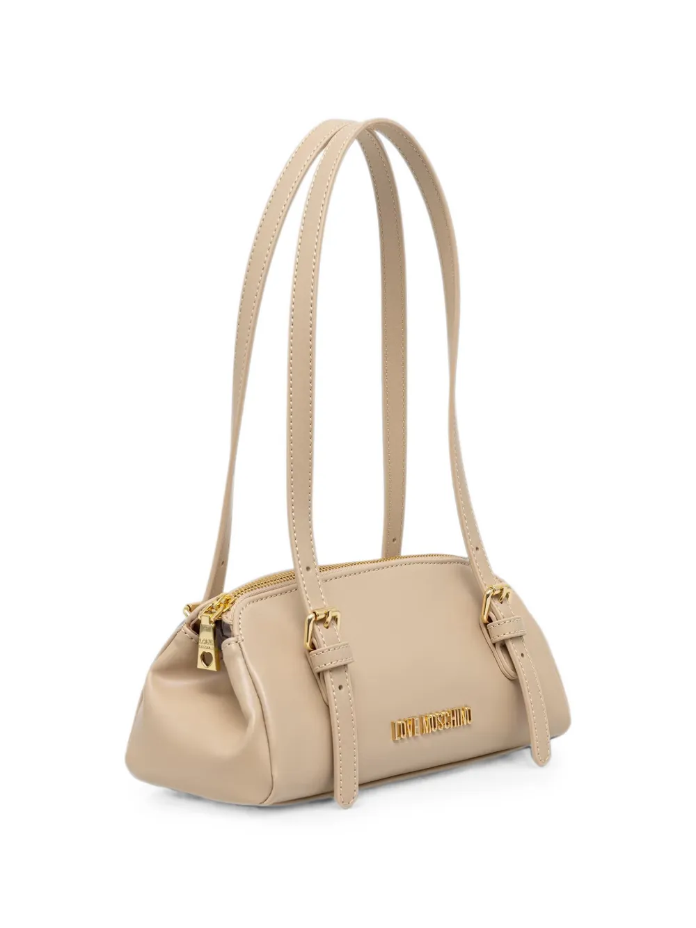 Love Moschino Schoudertas met gespdetail en logoplakkaat Beige