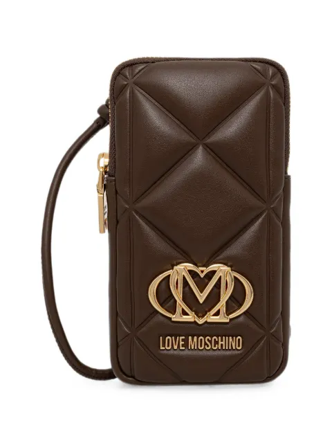 Love Moschino quilted logo-plaque phone bag