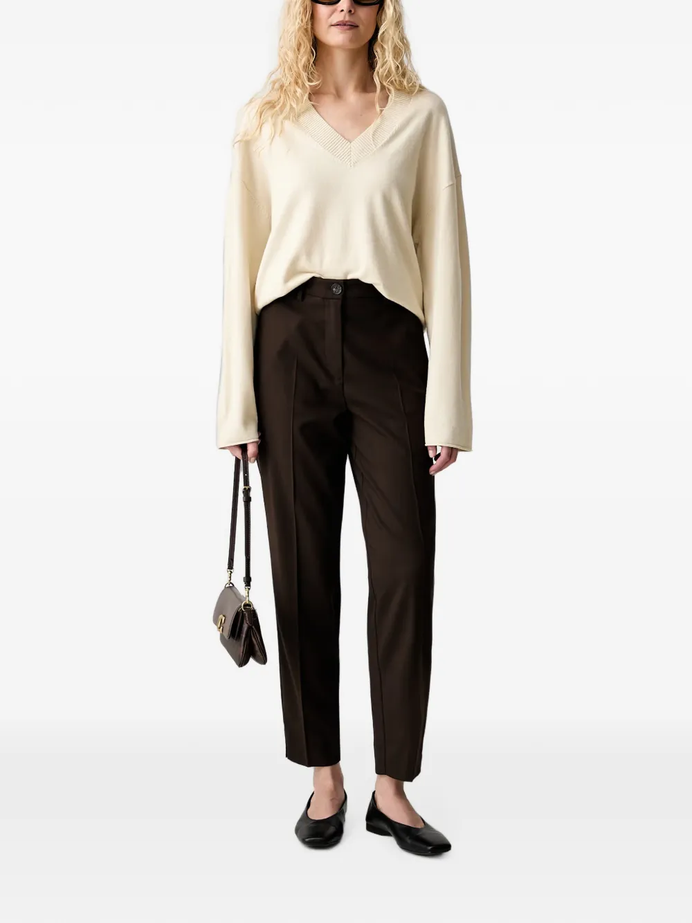 Marc O'Polo Trui met V-hals Beige