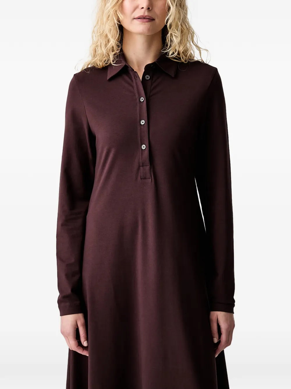 Marc O'Polo Midi-jurk met lange mouwen Bruin