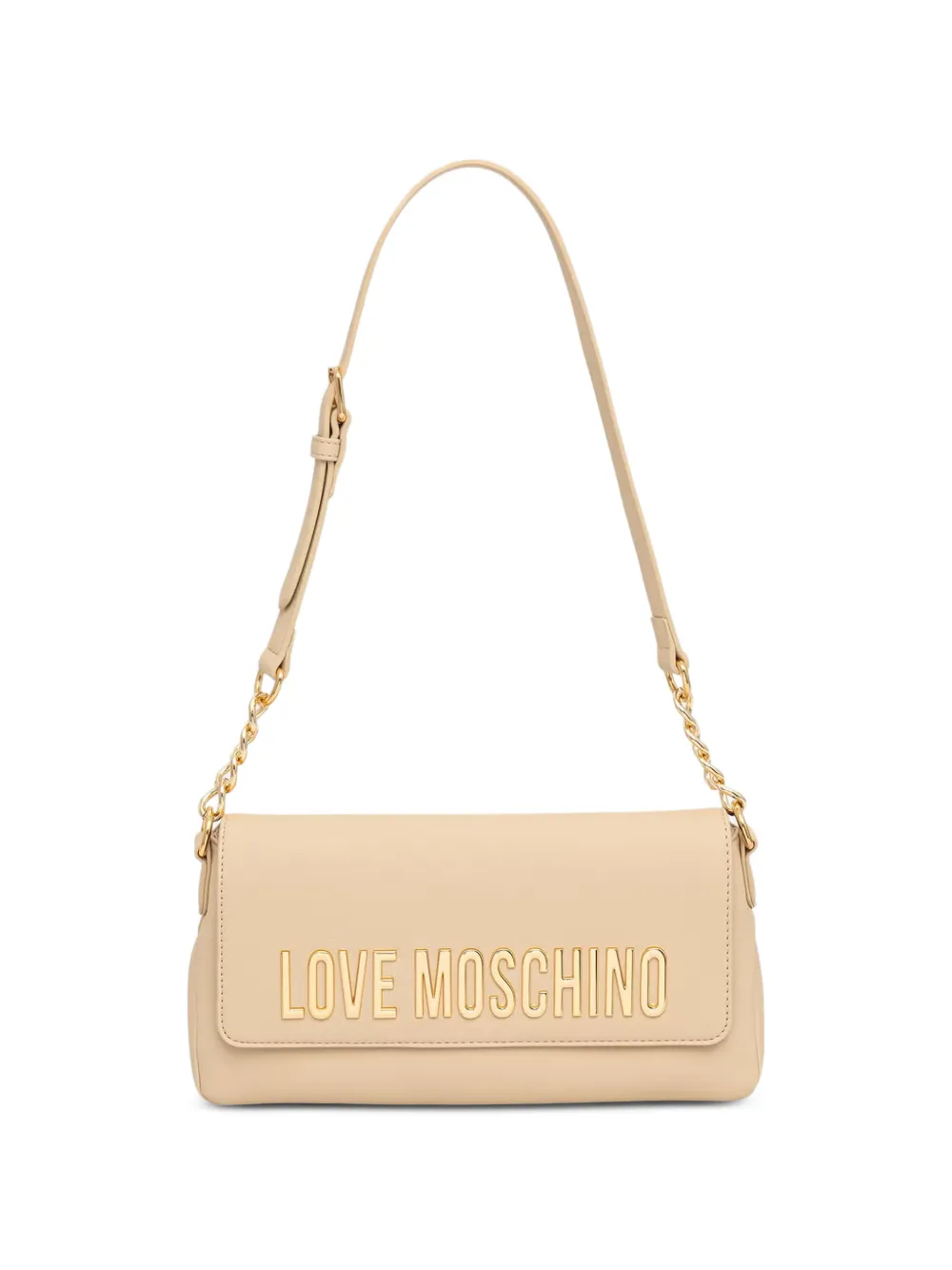 Love Moschino logo-plaque chain-link shoulder bag - Nude