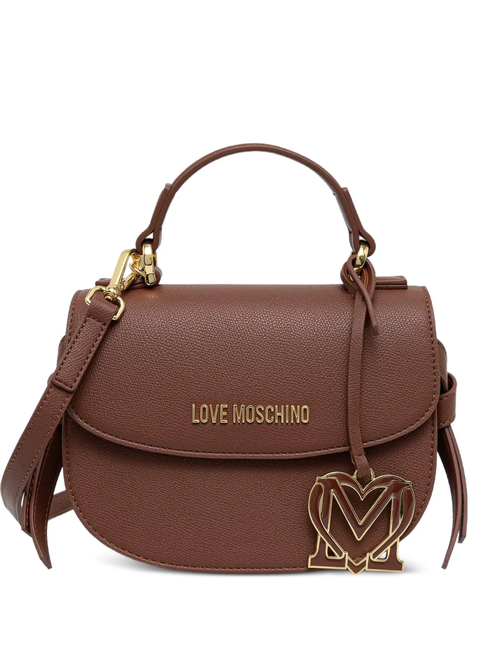 Love Moschino logo-plaque heart-charm tote bag - Marrone