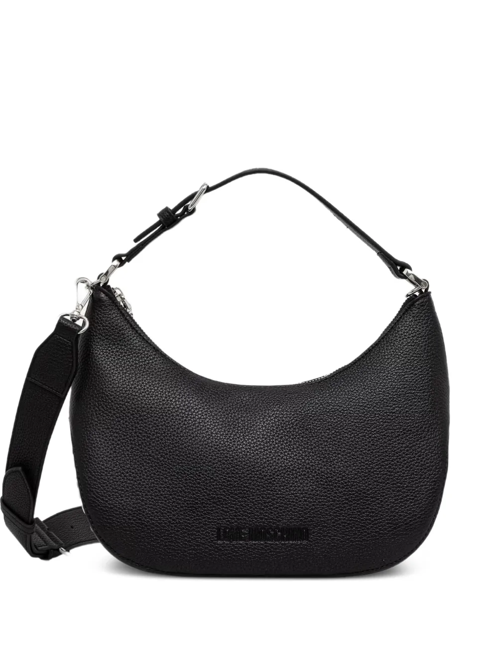 Love Moschino logo-lettering pebbled shoulder bag - Schwarz